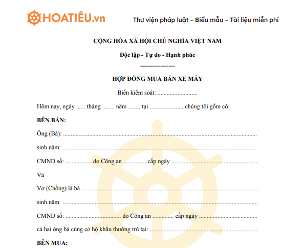 Mẫu hợp đồng mua bán xe lắp thêm cũ tuyệt nhất mới cập nhật Mẫu thích hợp đồng giao thương xe đồ vật cũ tốt nhất bắt đầu cập nhật