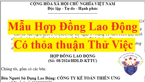 Mẫu vừa lòng đồng lao cồn thử việc mới nhất năm Mẫu thích hợp đồng lao cồn thử việc tiên tiến nhất năm